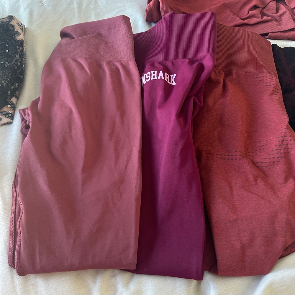 Gymshark Women’s Mix of Red & Burgundy Leggings and Tops - Picture 3 of 6